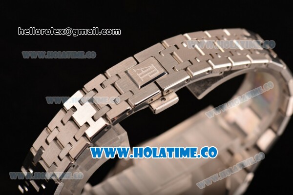 Audemars Piguet Royal Oak 33MM Miyota Quartz Steel Case/Bracelet with Stick Markers and White Dial (EF) - Click Image to Close